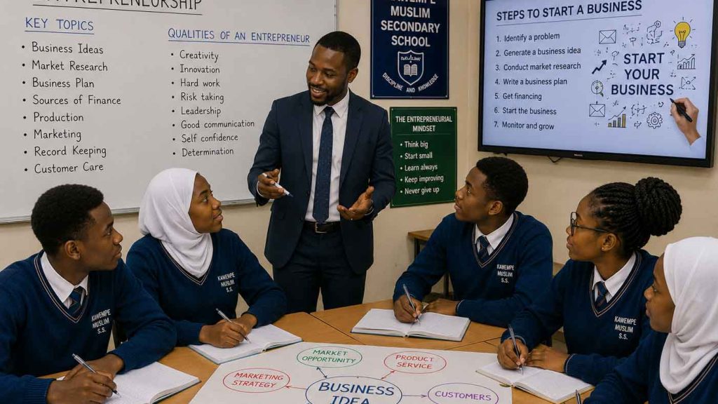 Classroom entrepreneurship lesson in session