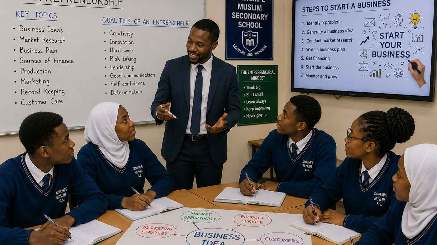 Classroom entrepreneurship lesson in session