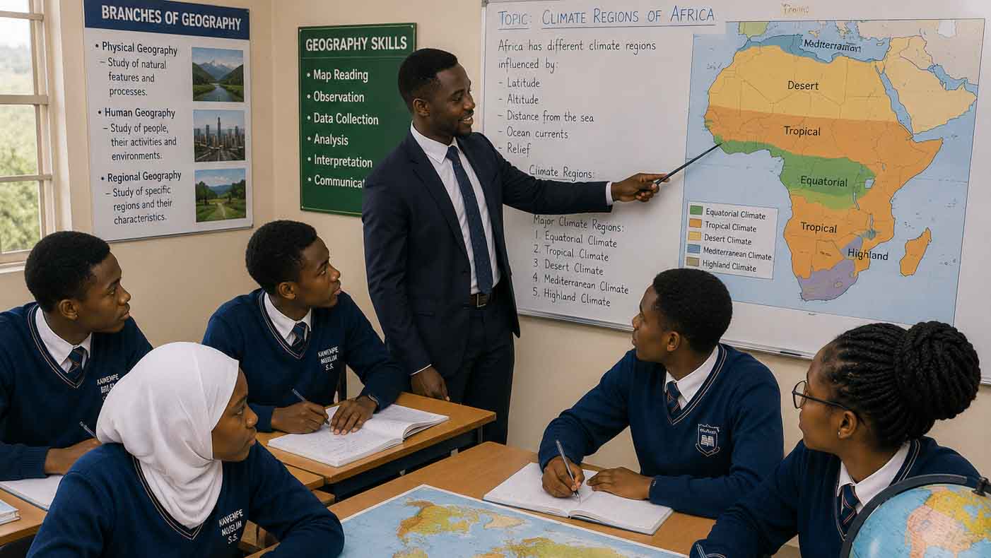 Geography lesson in a vibrant classroom